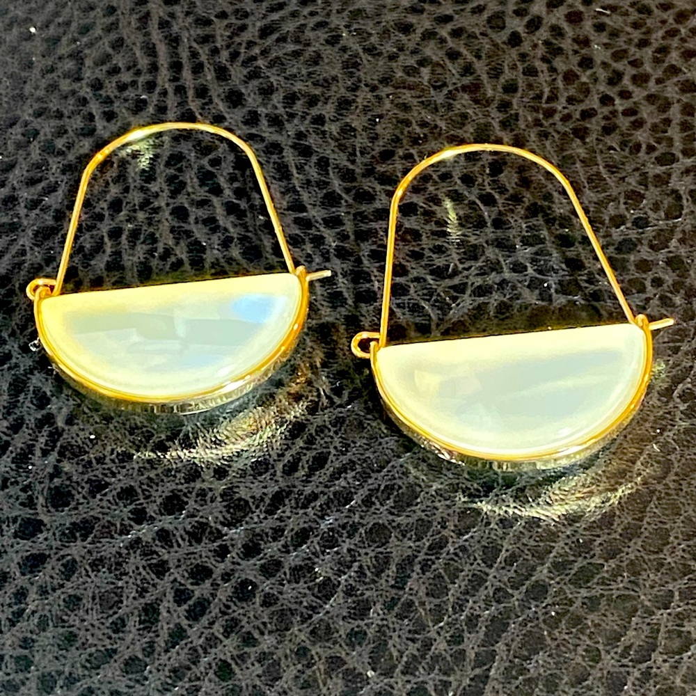 Retired Kendra Scott Gold and White Crescent Earrings